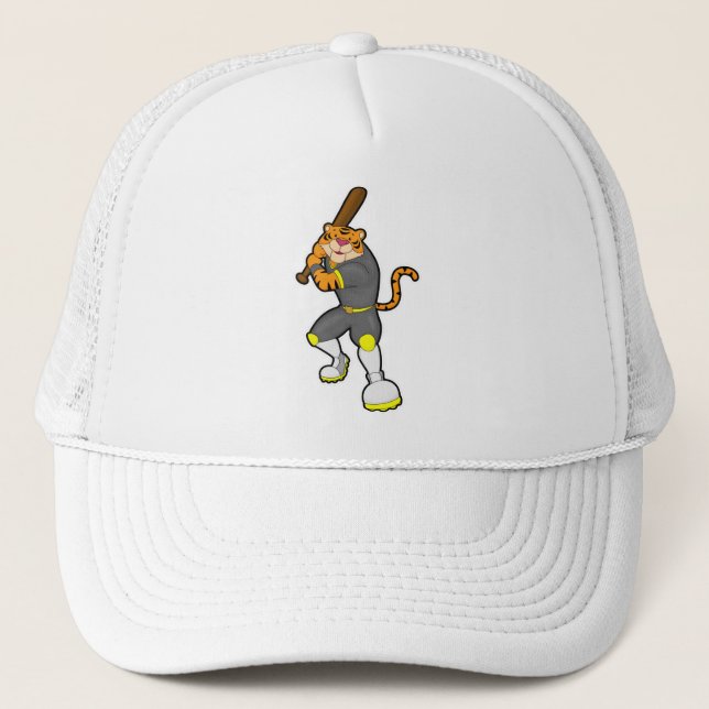 Tiger as Baseball player with Baseball bat Trucker Hat (Front)