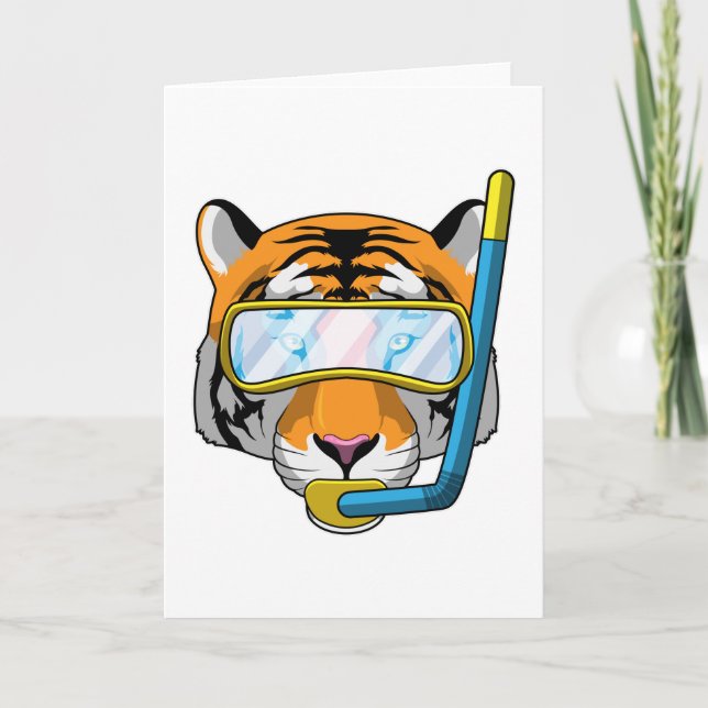 Tiger as Diver with Snorkel Card (Front)