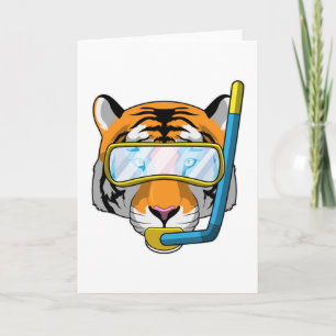 Tiger as Diver with Snorkel Card