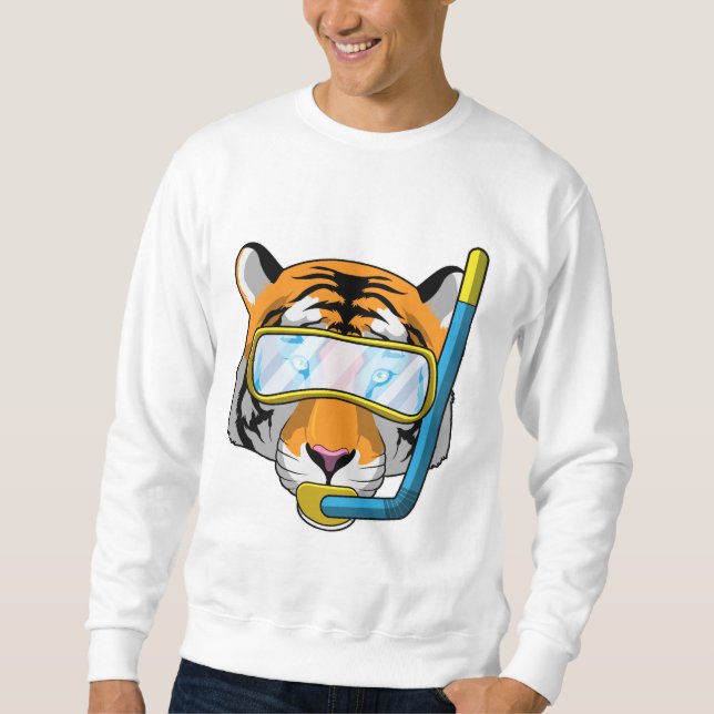 Tiger as Diver with Snorkel Sweatshirt (Front)