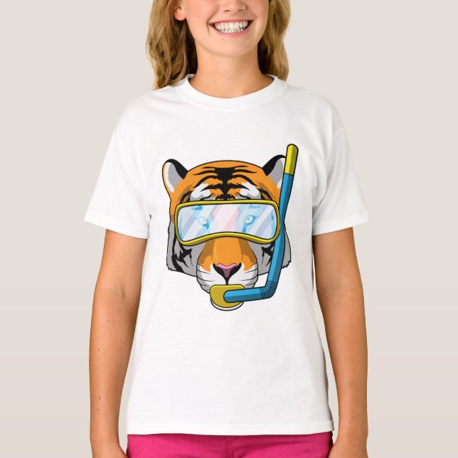 Tiger as Diver with Snorkel T-Shirt (Front)