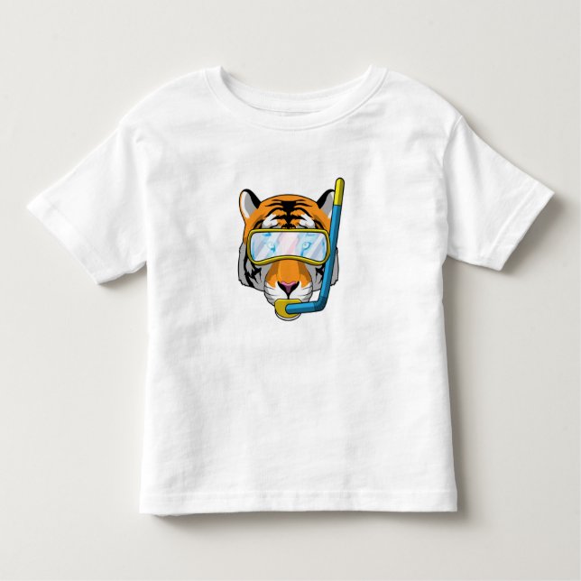 Tiger as Diver with Snorkel Toddler T-Shirt (Front)