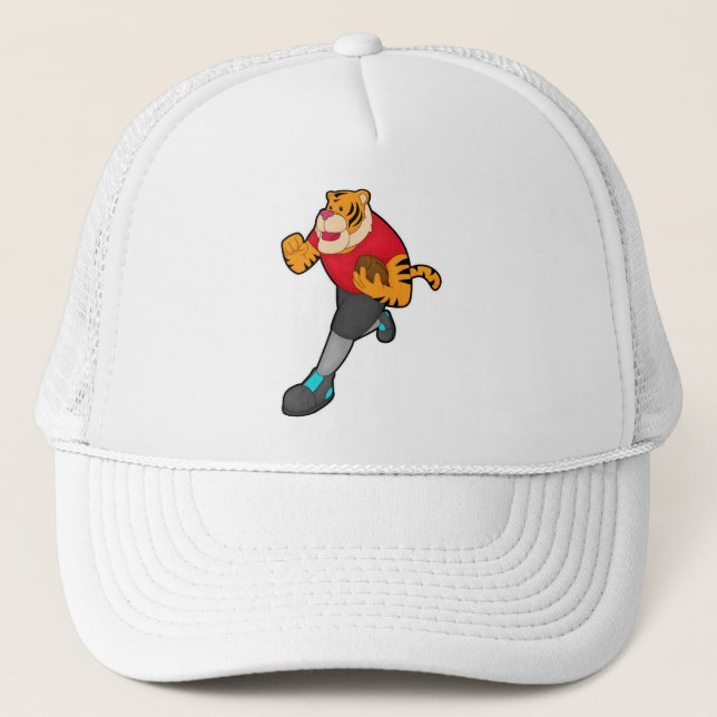 Tiger as Football player with Football Trucker Hat (Front)