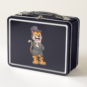 Tiger as Groom with Jacket & Hat Metal Lunch Box