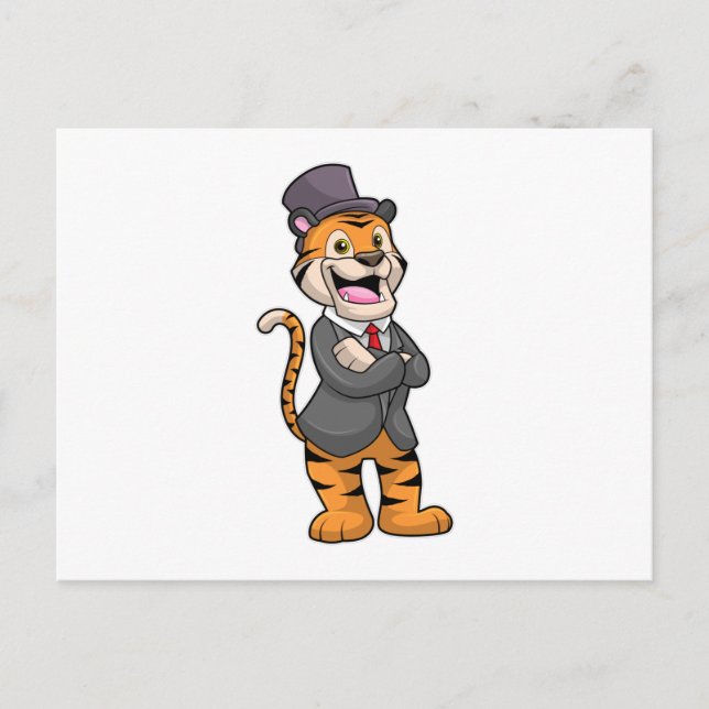 Tiger as Groom with Jacket & Hat Postcard (Front)
