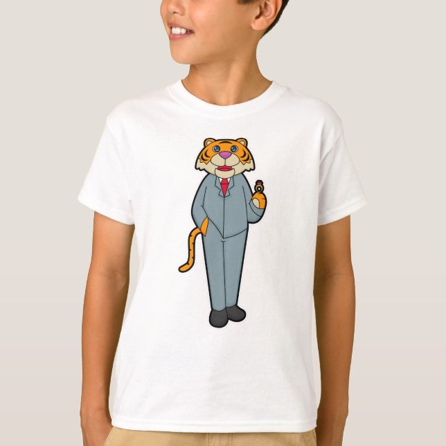 Tiger as Groom with Wedding ring T-Shirt (Front)