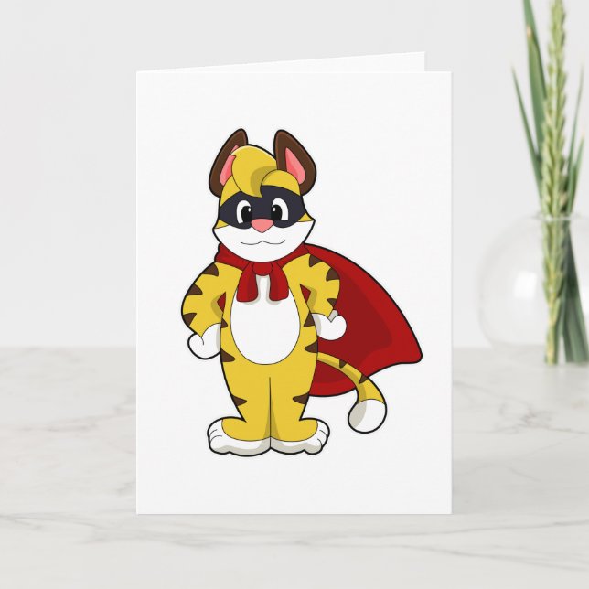 Tiger as Hero with Mask & Cape Card (Front)