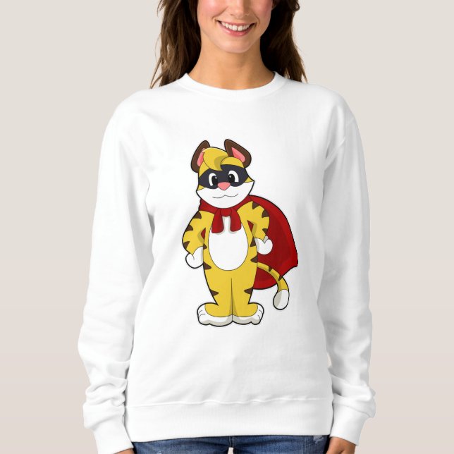 Tiger as Hero with Mask & Cape Sweatshirt (Front)