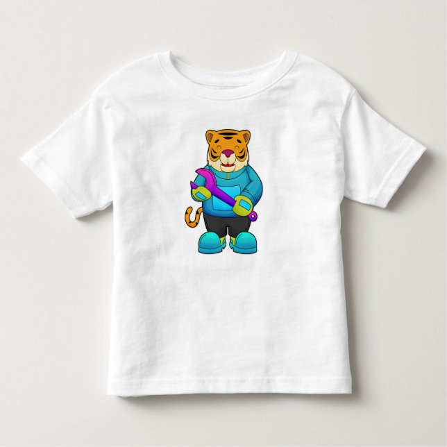 Tiger as Mechanic with Wrench Toddler T-Shirt (Front)