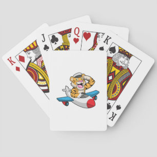 Tiger as Pilot in Plane Playing Cards