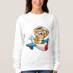 Tiger as Pilot in Plane Sweatshirt