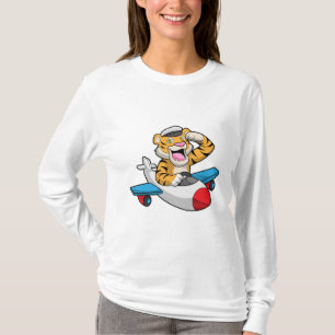Tiger as Pilot in Plane T-Shirt