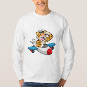 Tiger as Pilot in Plane T-Shirt