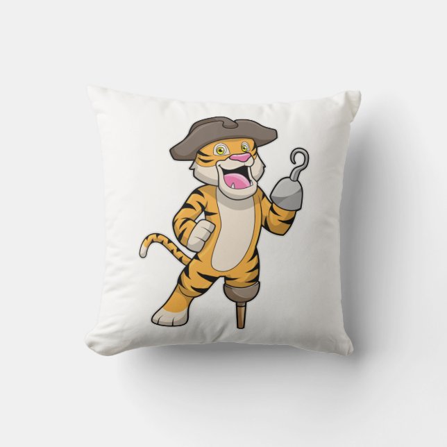 Tiger as Pirate with Wooden leg & Hooked hand Cushion (Front)