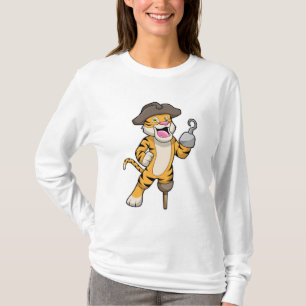 Tiger as Pirate with Wooden leg & Hooked hand T-Shirt