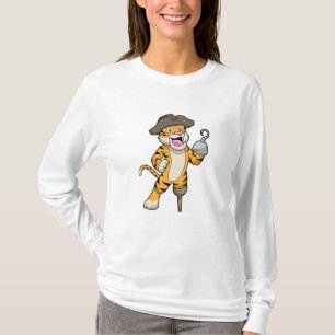 Tiger as Pirate with Wooden leg & Hooked hand T-Shirt