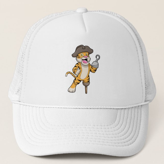 Tiger as Pirate with Wooden leg & Hooked hand Trucker Hat (Front)