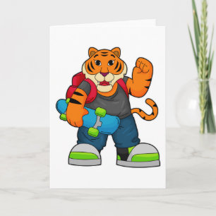 Tiger as Skater with Skateboard Card