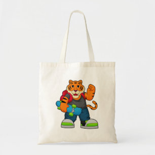 Tiger as Skater with Skateboard Tote Bag