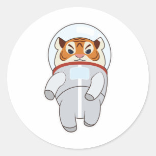 Tiger as Spaceman Costume Classic Round Sticker