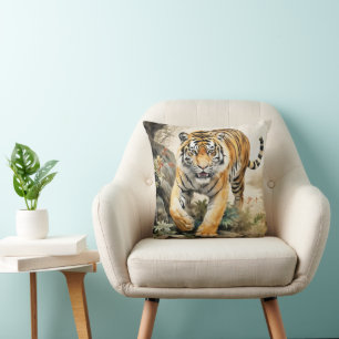 Tiger Asian Traditional Painting Cushion