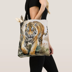 Tiger Asian Traditional Painting Tote Bag