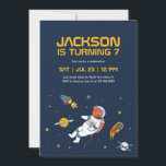 Tiger Astronaut Outer Space Galaxy Kids Birthday Invitation<br><div class="desc">Cute design for kids,  boys or girls who love astronaut,  outer space,  rocket,  universe,  planets,  stars and galaxy. Perfect for space theme birthday party. You can customise the wording to fit other occasions.</div>
