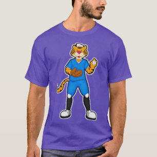 Tiger at Baseball with Baseball glove Cap T-Shirt