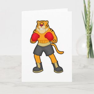 Tiger at Boxing with Boxing gloves Card
