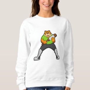 Tiger at Cricket with Cricket bat Sweatshirt