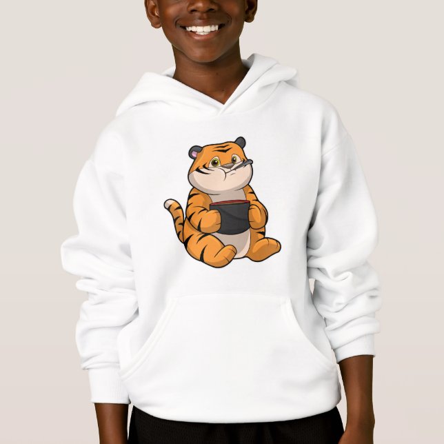 Tiger at Eating with Bowl (Front)