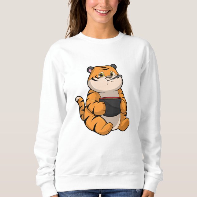 Tiger at Eating with Bowl Sweatshirt (Front)