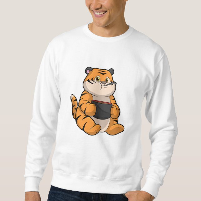 Tiger at Eating with Bowl Sweatshirt (Front)