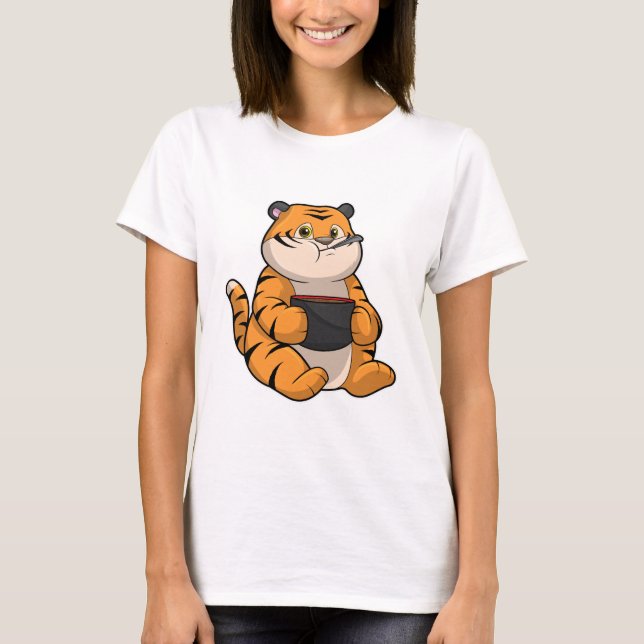 Tiger at Eating with Bowl T-Shirt (Front)