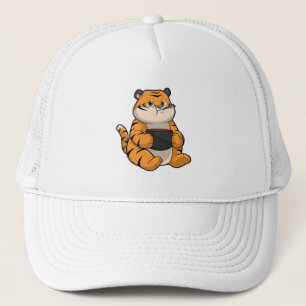Tiger at Eating with Bowl Trucker Hat