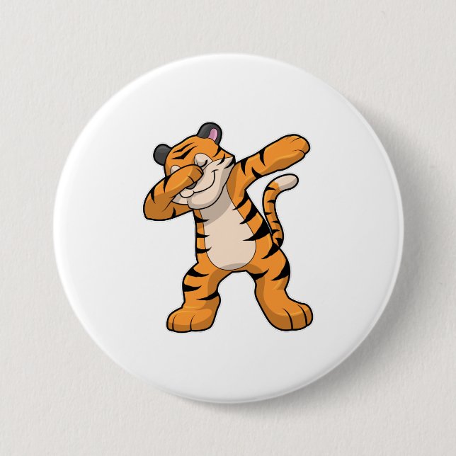 Tiger at Hip Hop Dance Dab 7.5 Cm Round Badge (Front)