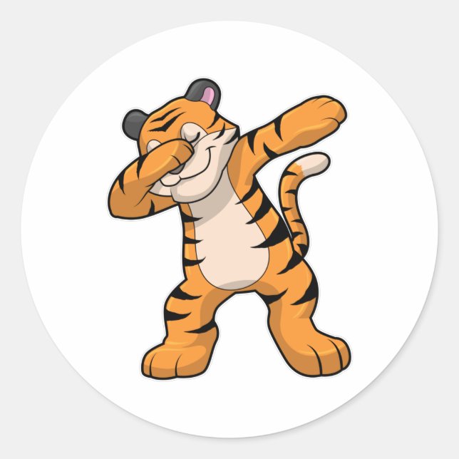 Tiger at Hip Hop Dance Dab Classic Round Sticker (Front)