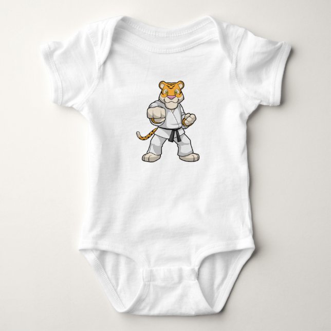 Tiger at Martial arts Karate Baby Bodysuit (Front)