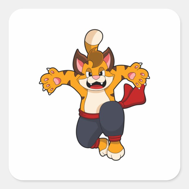 Tiger at Martial arts Karate Square Sticker (Front)
