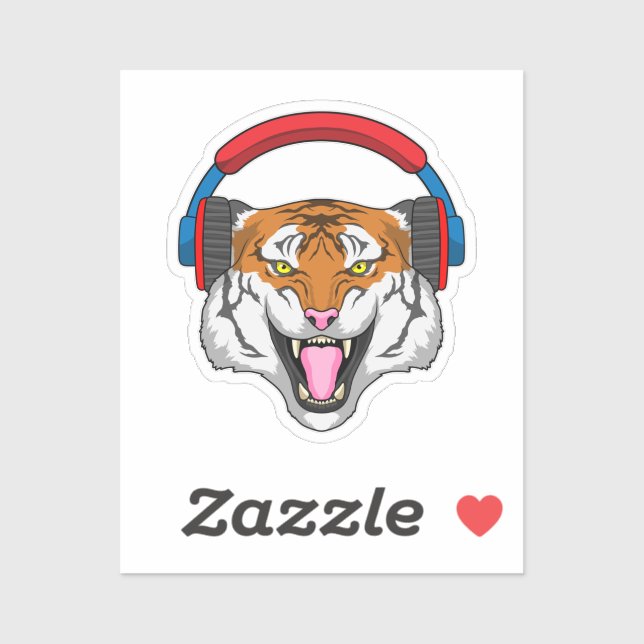 Tiger at Music with Headphone (Sheet)