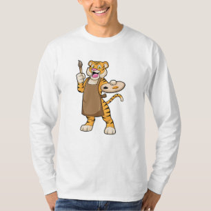 Tiger at Painting with Paint & Brush T-Shirt