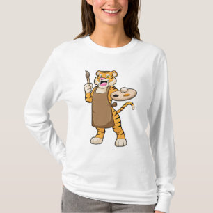 Tiger at Painting with Paint & Brush T-Shirt