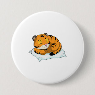 Tiger at Sleeping with Pillow 7.5 Cm Round Badge