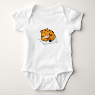 Tiger at Sleeping with Pillow Baby Bodysuit