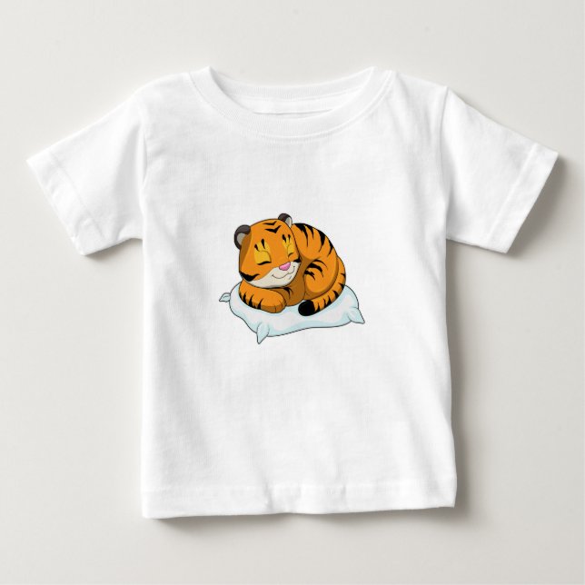 Tiger at Sleeping with Pillow Baby T-Shirt (Front)