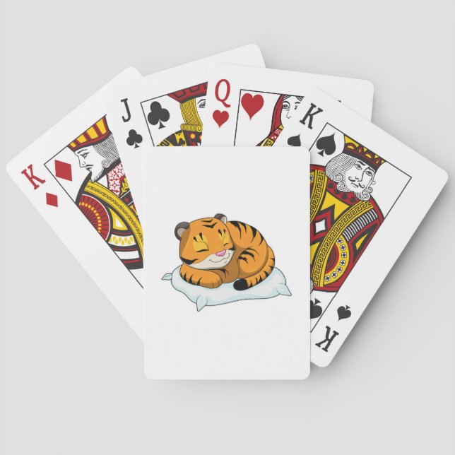 Tiger at Sleeping with Pillow Playing Cards (Back)