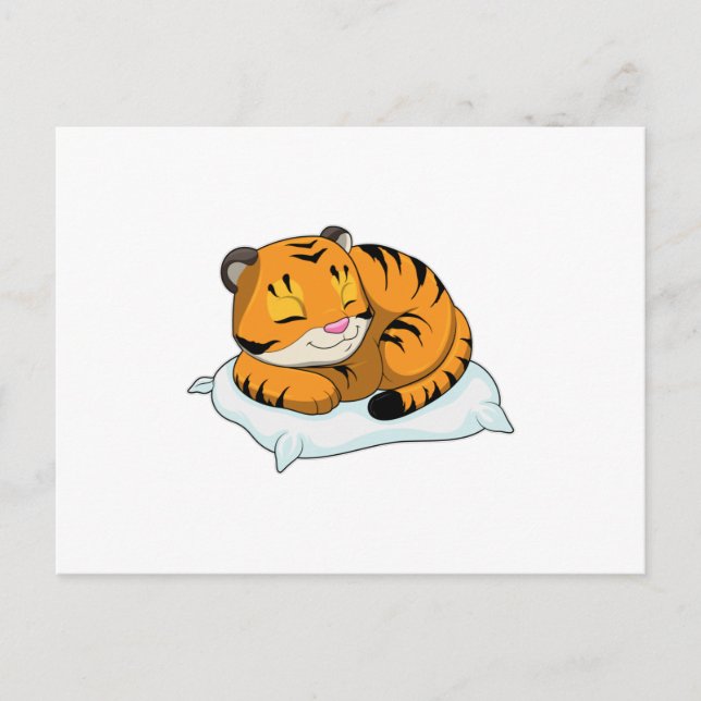 Tiger at Sleeping with Pillow Postcard (Front)