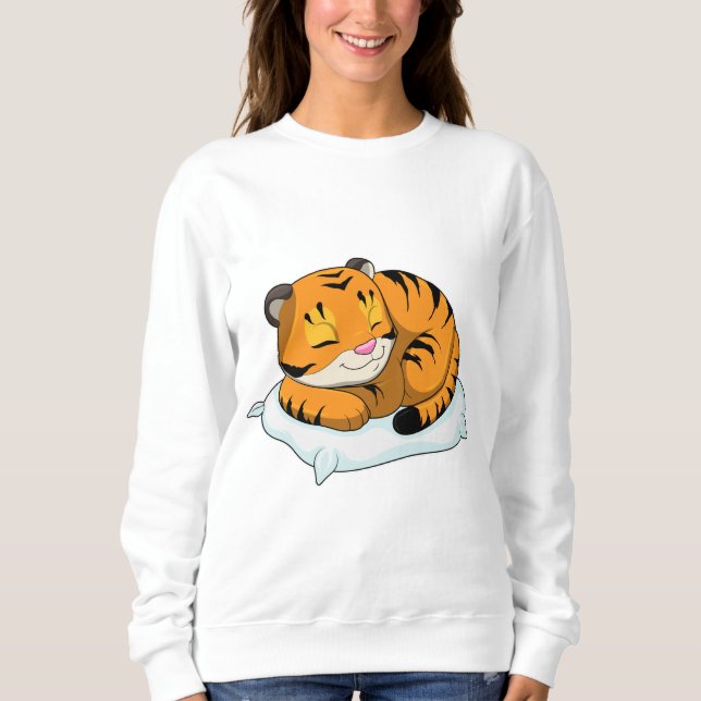 Tiger at Sleeping with Pillow Sweatshirt (Front)