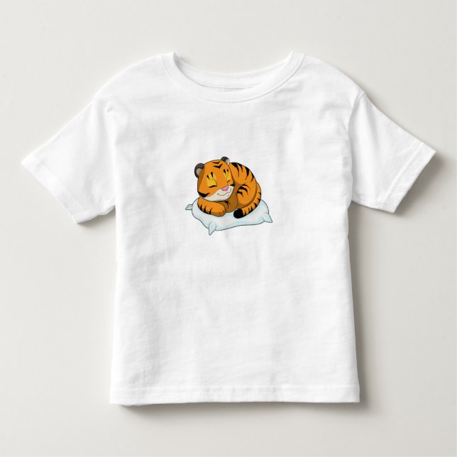 Tiger at Sleeping with Pillow Toddler T-Shirt (Front)