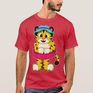 Tiger at Swimming with Swim ring Hat T-Shirt